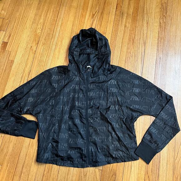 Zyia Hoodie Womens XL All Over Print Performance Lightweight Black - Picture 1 of 7